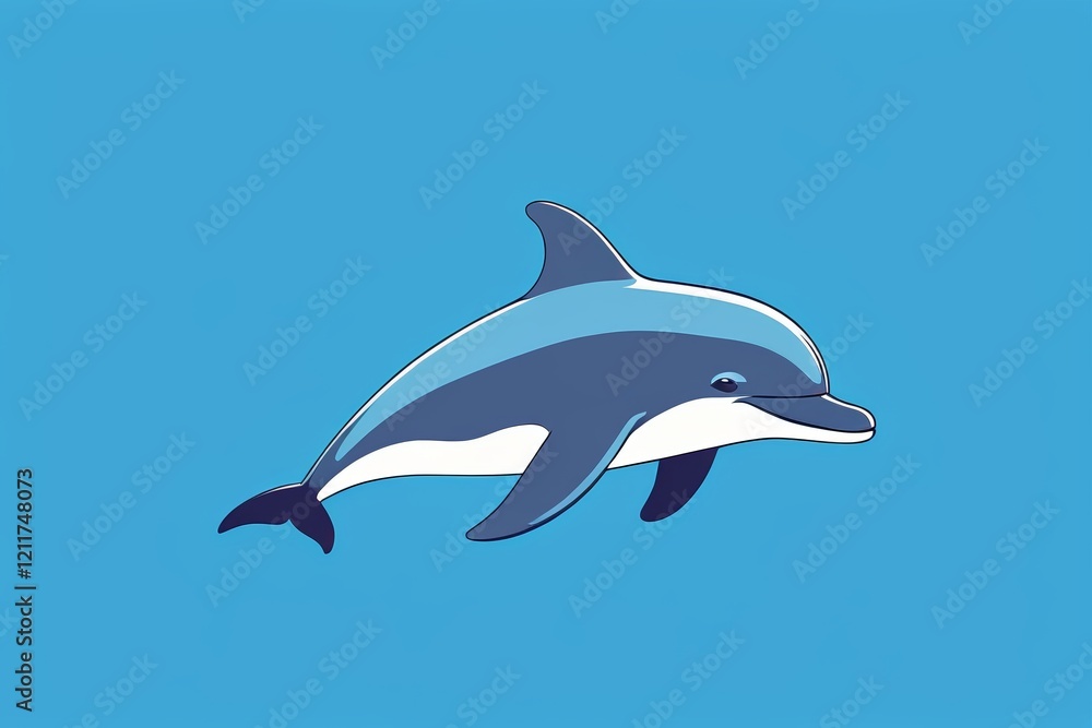 Obraz premium dolphin in the blue sky with a white nose and black tail
