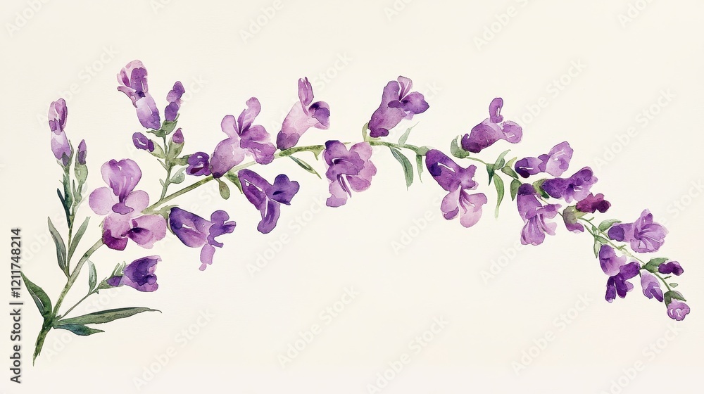 Fototapeta premium Elegant Watercolor Snapdragon Stem