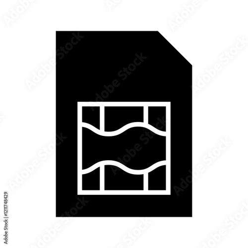 sim card icon vector simple black line white background