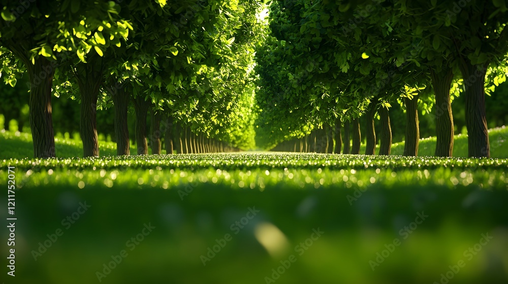 Lush Green Tree Canopy Over Vibrant Grass in Serene Natural Setting Lush Green Tree Canopy Over Vibrant Grass in Serene Natural Setting
