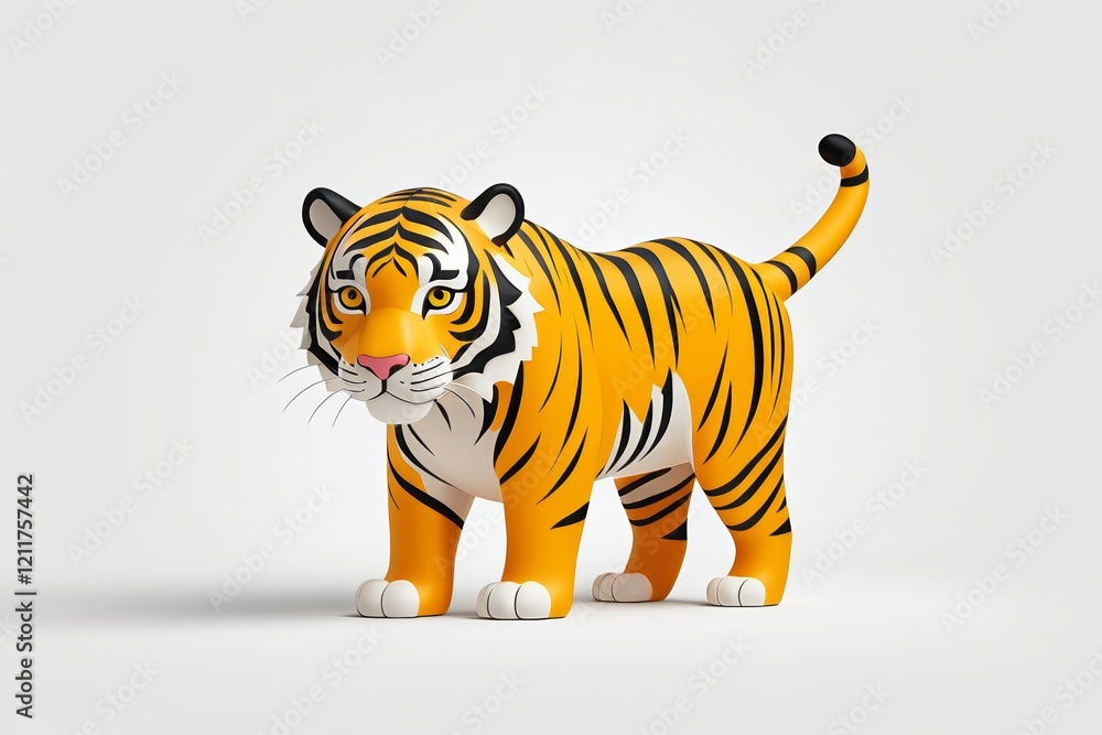 Naklejka premium there is a tiger statue that is standing on a white surface