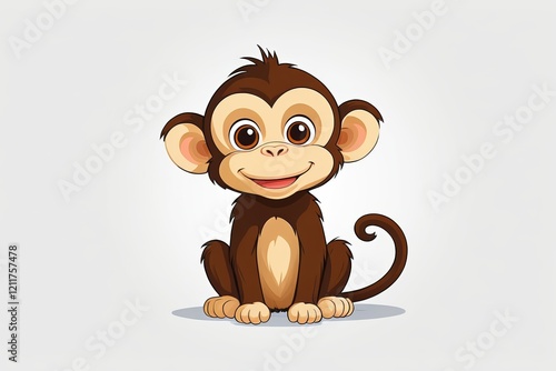 cartoon monkey sitting on the ground with a smile on his face