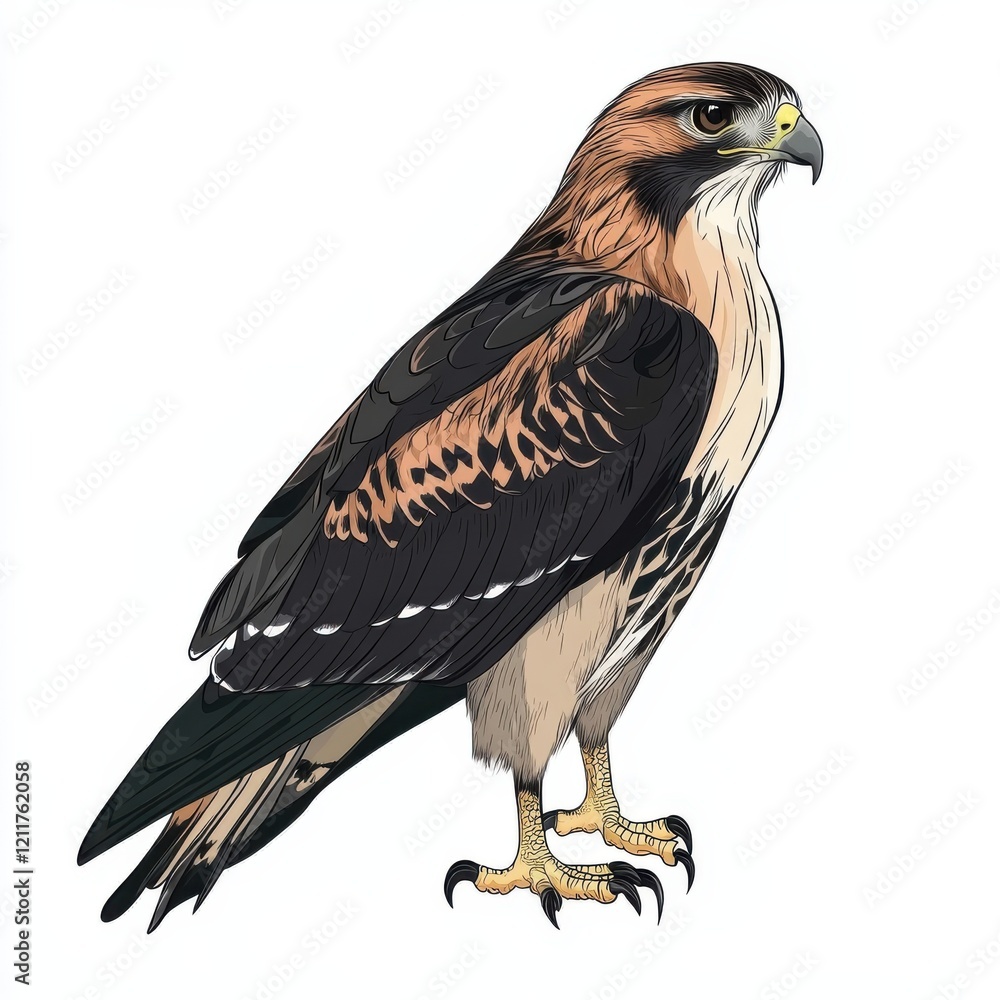 Majestic Red-shouldered Hawk in flight