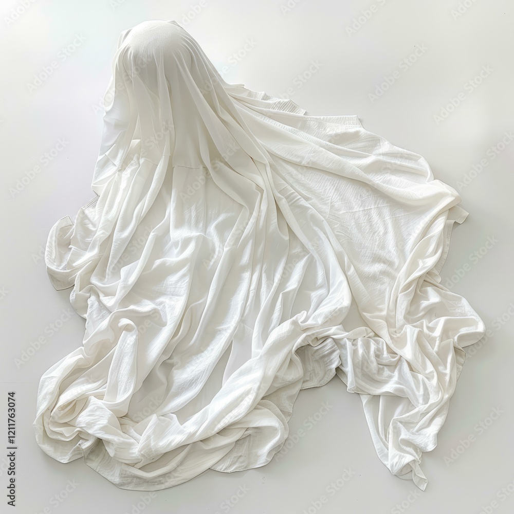 Obraz premium White cloth covering a sphere on a white background, creating an abstract and minimalist composition