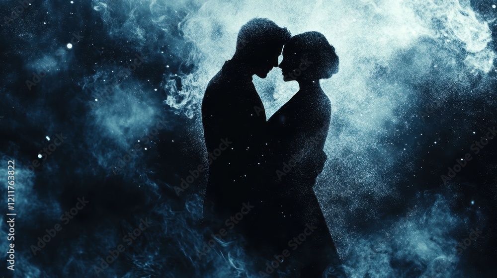 Couple Silhouette in Cosmic Dust Couple Silhouette in Cosmic Dust