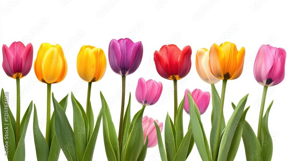 Naklejka premium Colorful Tulips Row