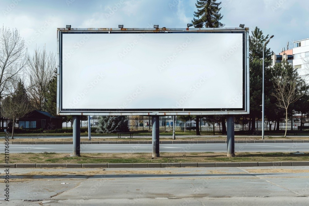 Billboard Mockup Outdoor Advertising Horizontal Screen Information Sign Simple Design Billboard Mockup Outdoor Advertising Horizontal Screen Information Sign Simple Design