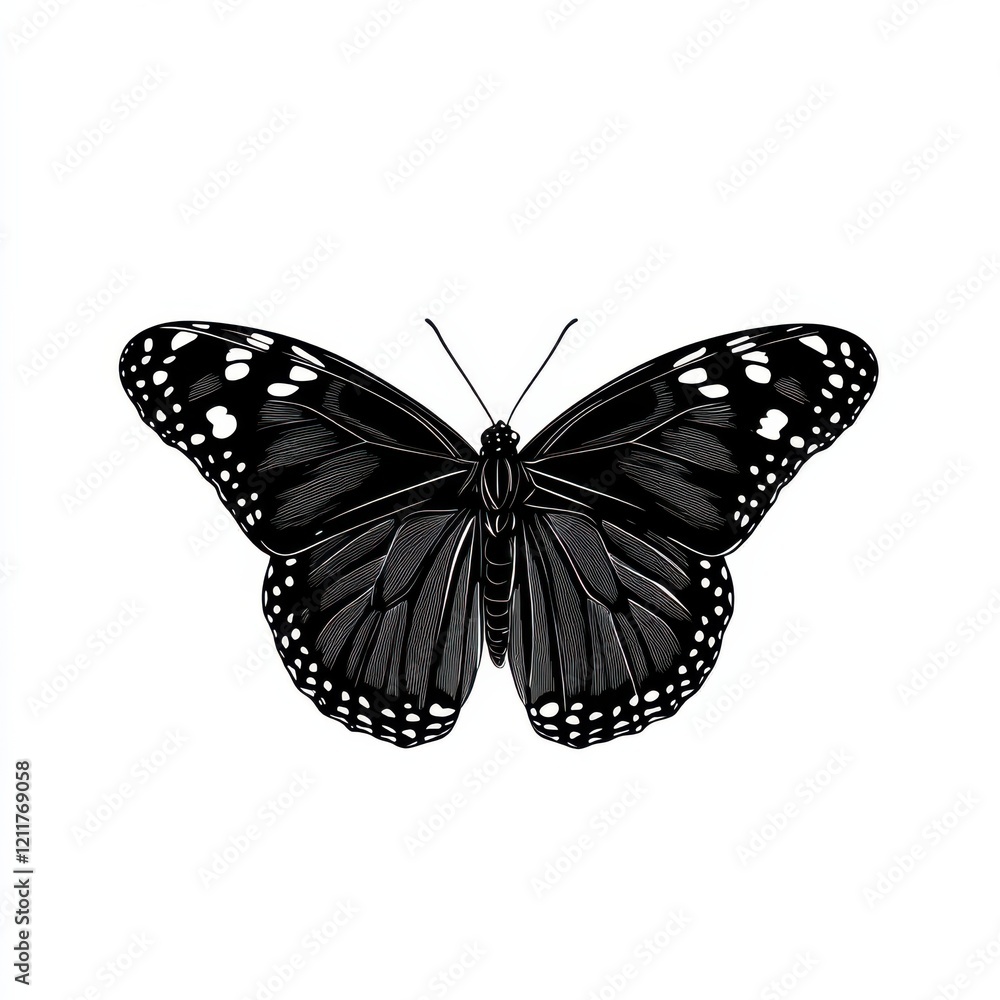 Fototapeta premium Elegant Black Butterfly Illustration