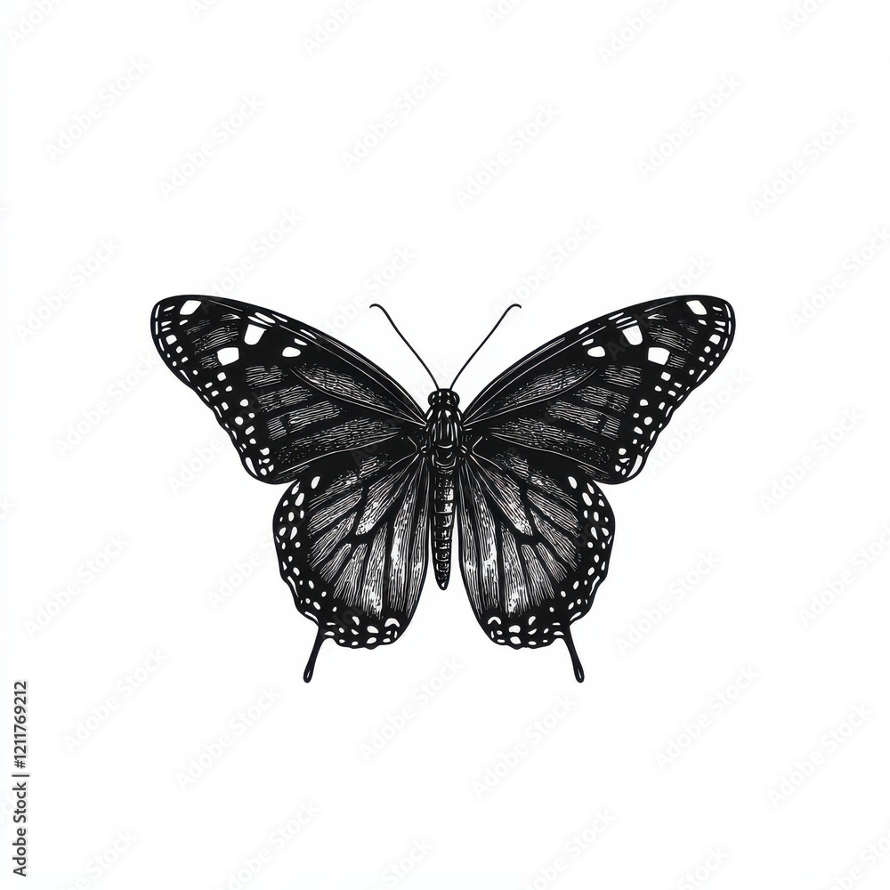 Obraz premium Black and white monarch butterfly illustration