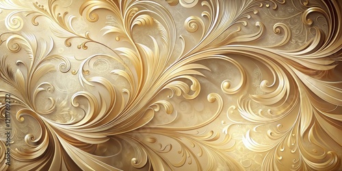 Elegant Golden Floral Design  Intricate swirls and leaves create a luxurious background for home decor or special events.