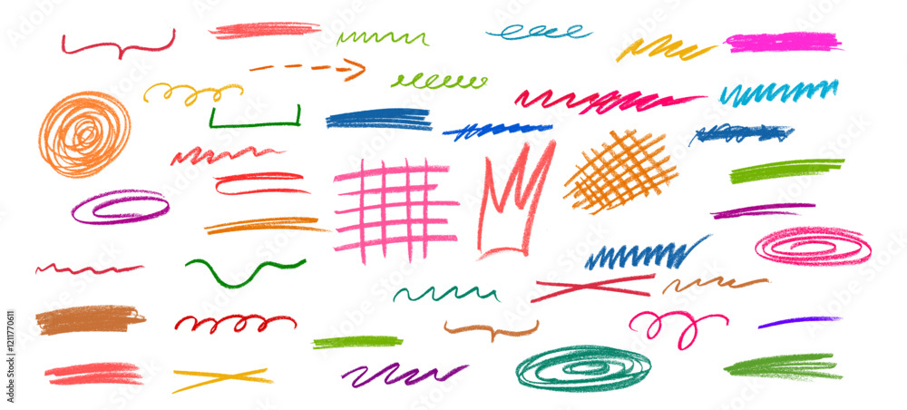 Random Strokes Shapes Crayon Chalk Drawing Vector Random Strokes Shapes Crayon Chalk Drawing Vector