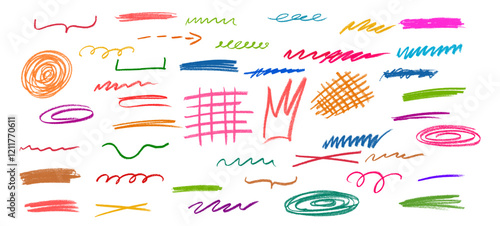 Random Strokes Shapes Crayon Chalk Drawing Vector