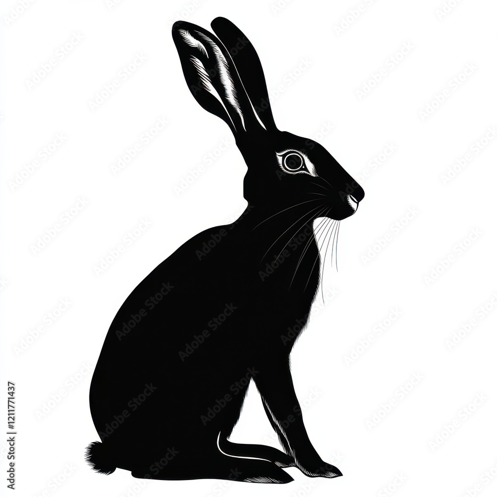 Obraz premium Black Hare Silhouette
