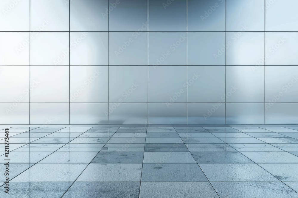High Detail Visual of Office Building Silver Wall 3D Logo Mockup High Detail Visual of Office Building Silver Wall 3D Logo Mockup