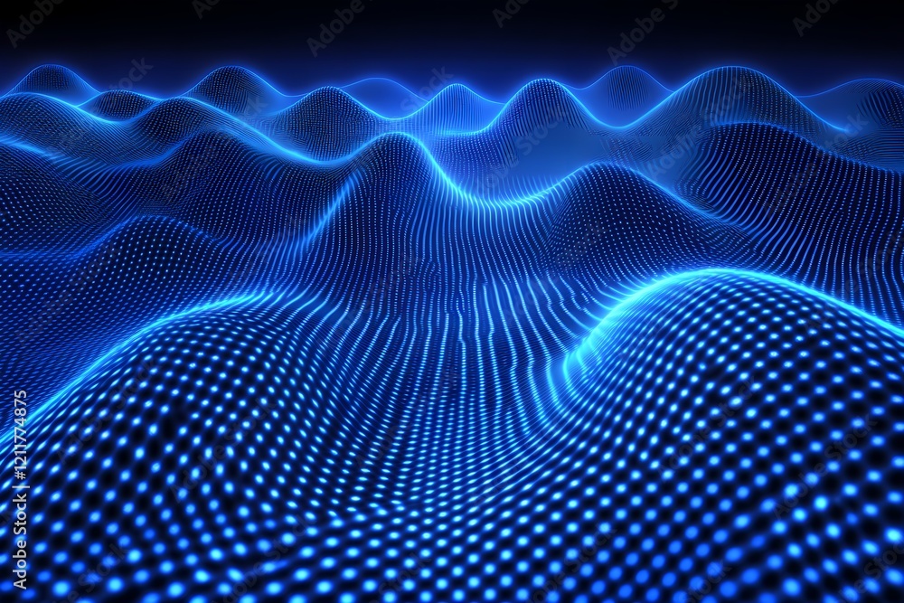 Abstract Blue Digital Wave Landscape Abstract Blue Digital Wave Landscape