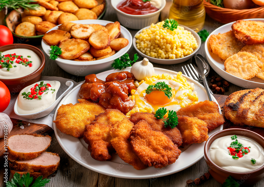 many different kinds of wiener schnitzel, austrian food many different kinds of wiener schnitzel, austrian food