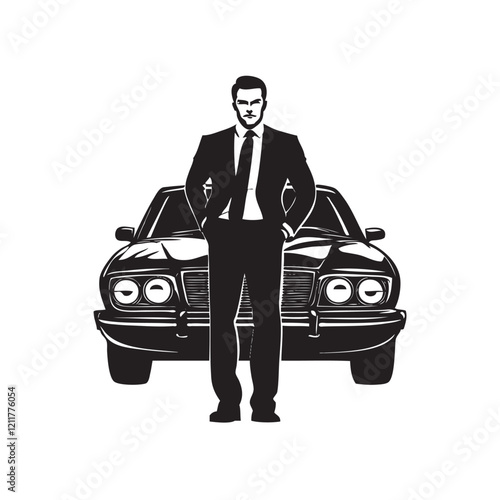 businessman with their car