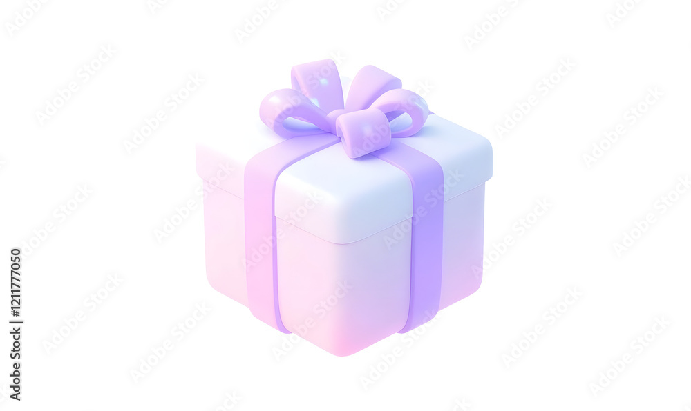 Obraz premium Pastel gift box, ribbon, 3D render, isolated, website