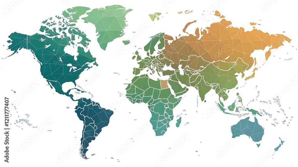 Obraz premium A stylized world map featuring a gradient color on white background