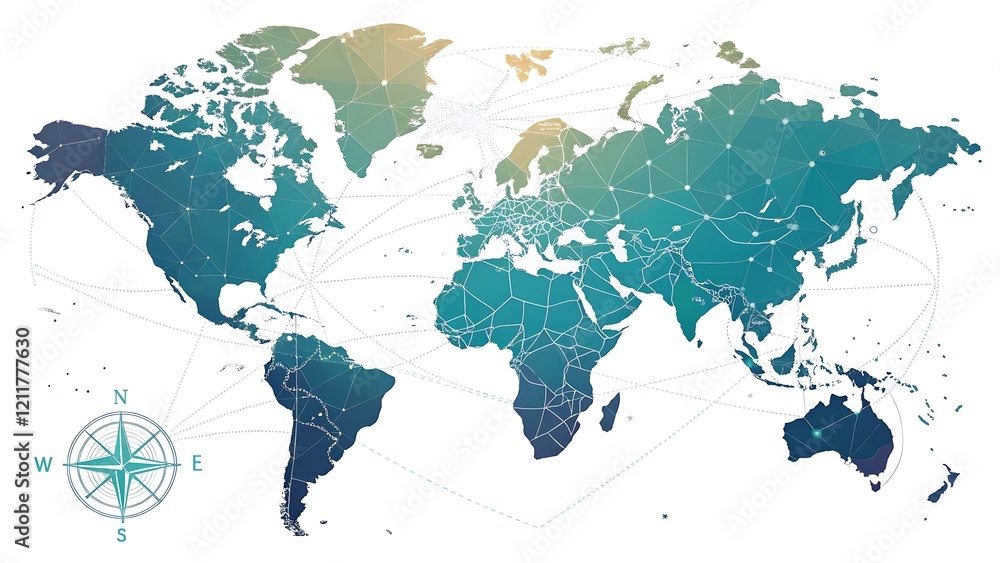 Obraz premium A stylized world map featuring a gradient color on white background