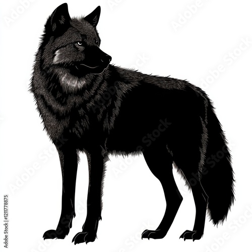 Majestic black wolf in profile view. photo