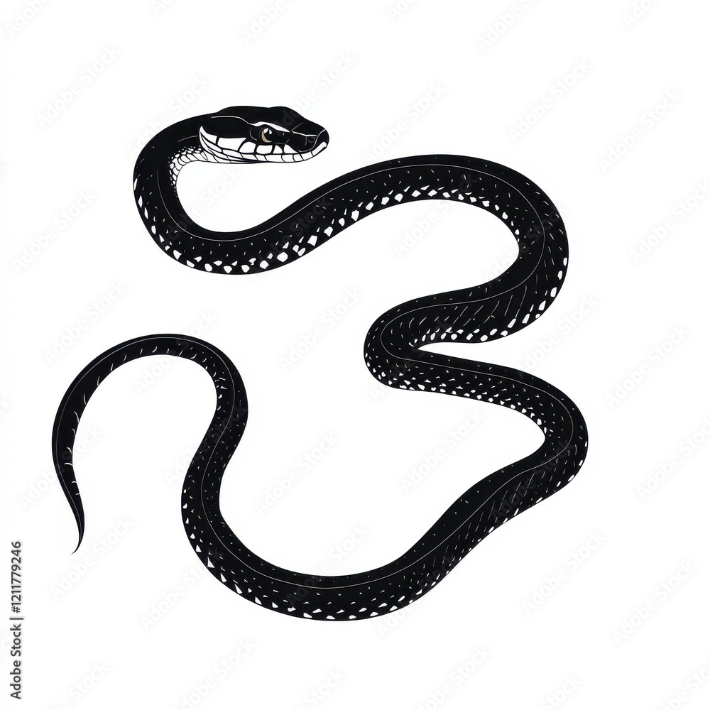 Obraz premium Black snake illustration on white background