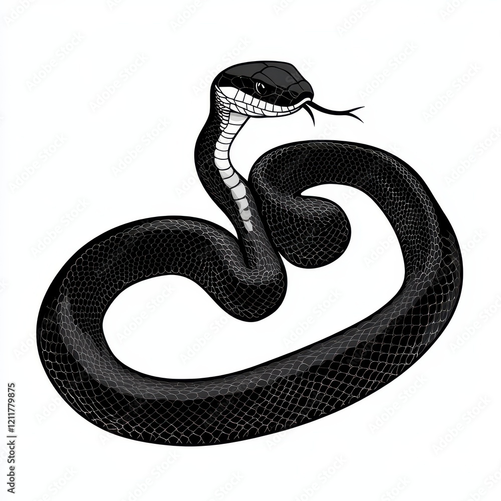 Fototapeta premium Elegant Black Snake Illustration
