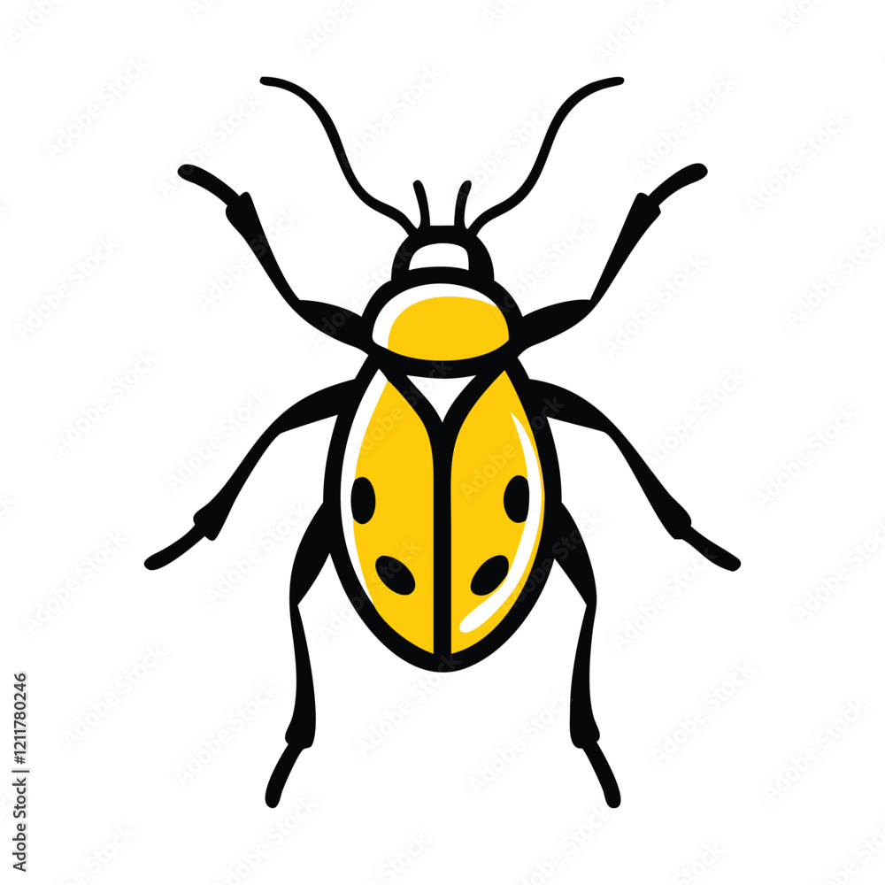 Stylized Insect Design with Yellow Wings Stylized Insect Design with Yellow Wings