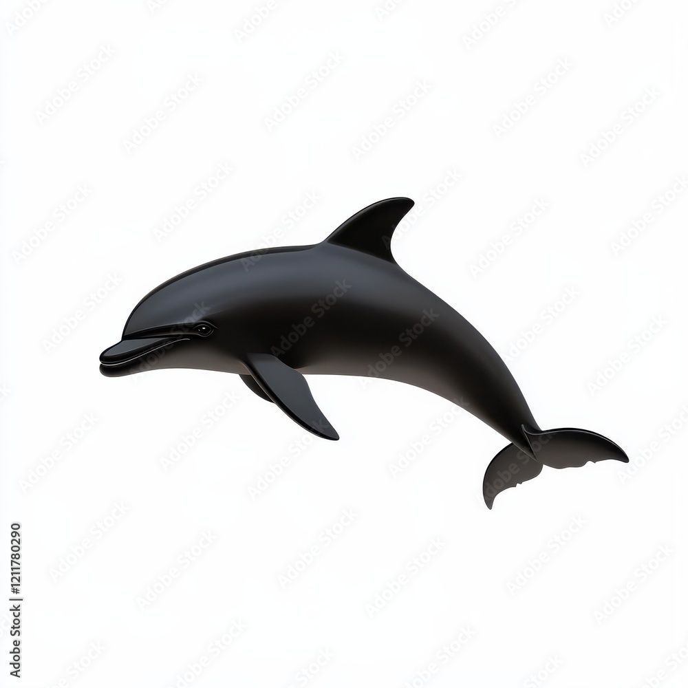 Fototapeta premium Sleek black dolphin leaping gracefully.