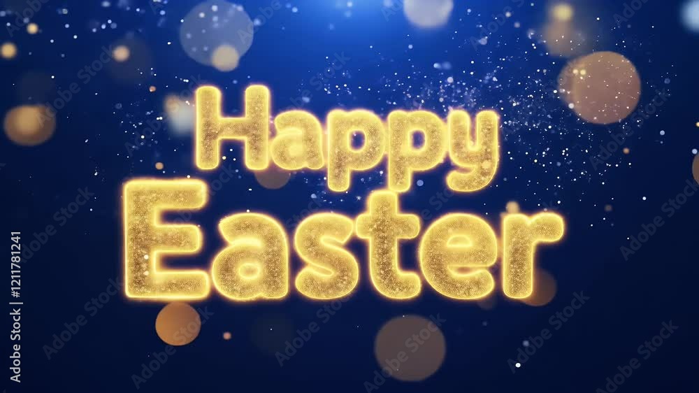 Illuminated in bold neon Happy Easter glows vividly on dark blue backdrop reflecting the joyful and celebratory spirit of the holiday Illuminated in bold neon Happy Easter glows vividly on dark blue backdrop reflecting the joyful and celebratory spirit of the holiday