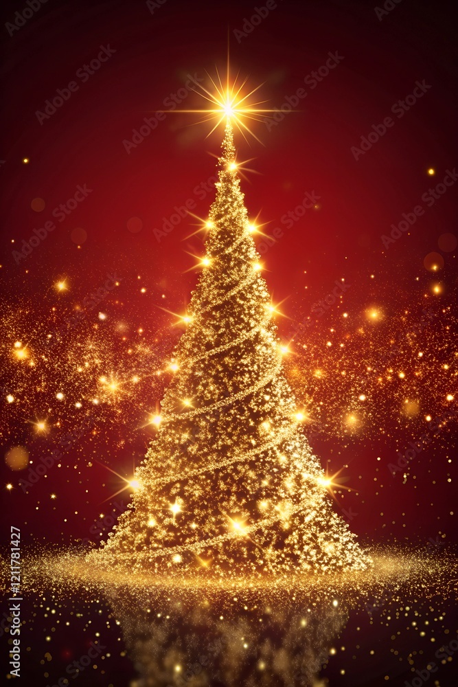 christmas tree on red background christmas tree on red background