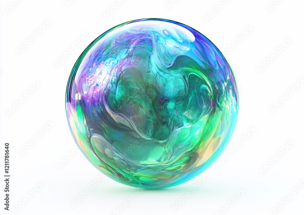 Iridescent sphere with swirling colors. Iridescent sphere with swirling colors.