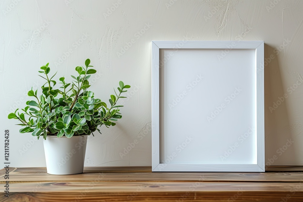 Ultra Hd Picture of a Wooden Table with a White Frame and a Plant on it Ultra Hd Picture of a Wooden Table with a White Frame and a Plant on it
