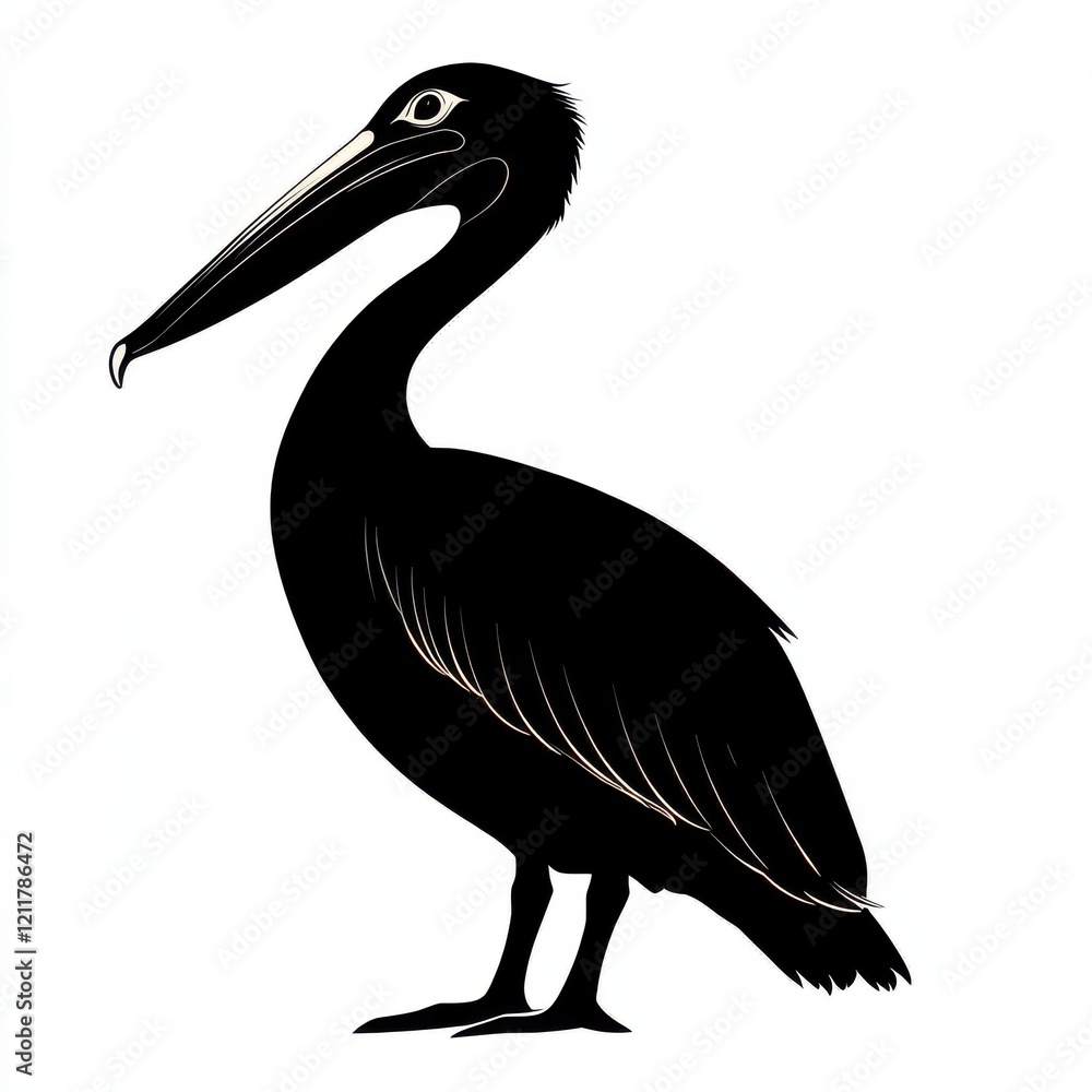 Fototapeta premium Elegant Black Pelican Silhouette