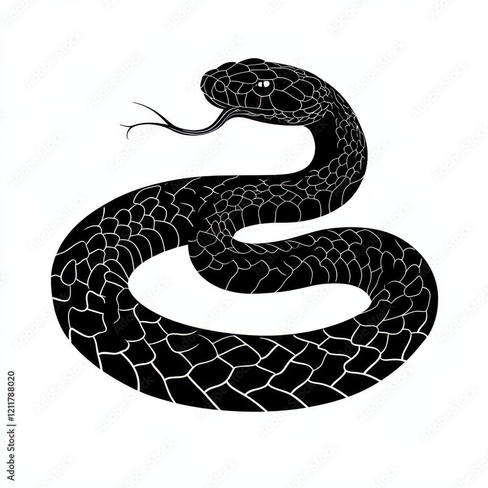 Fototapeta premium Black and white snake illustration