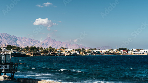 panorama of the town of dahab by the sea