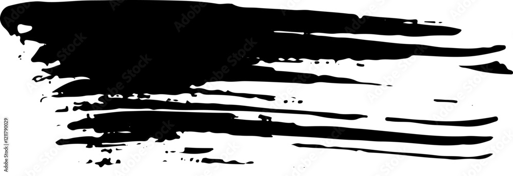 black long smooth stroke made with a brush with fine lines and rough, for a variety of designs black long smooth stroke made with a brush with fine lines and rough, for a variety of designs
