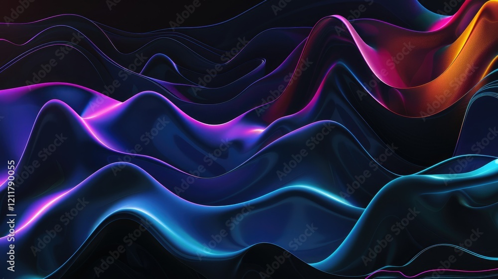 Obraz premium Abstract waves in vibrant colors create a dynamic and fluid visual experience.