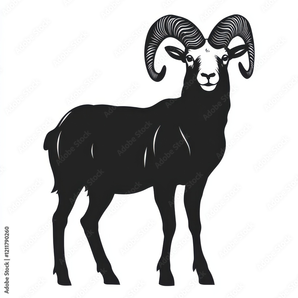 Obraz premium Majestic ram silhouette, strong and bold.