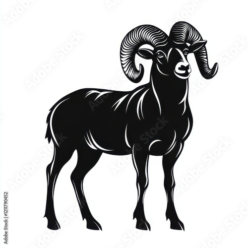 Majestic ram, black silhouette. photo