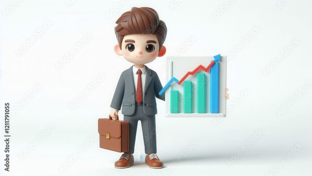 Business growth illustration office space 3d character professional environment creative concept