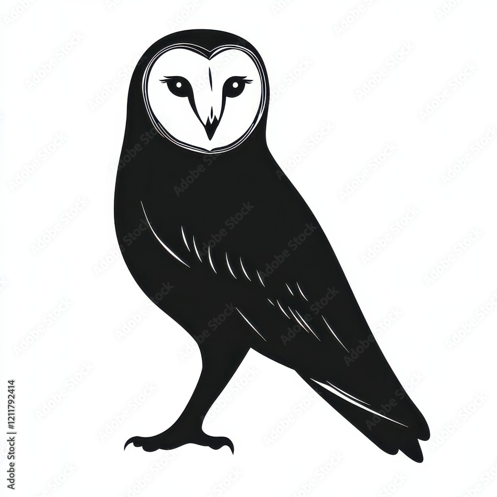 Silhouette of a barn owl, elegant and stark. Silhouette of a barn owl, elegant and stark.