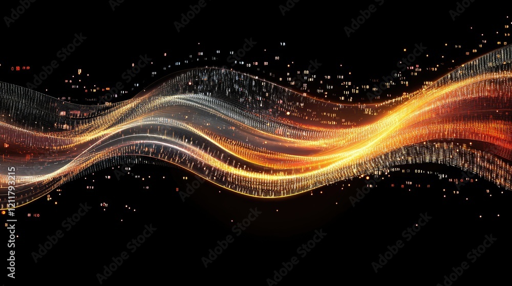 Abstract wave of binary code flowing through space Abstract wave of binary code flowing through space