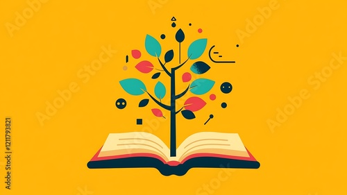 Knowledge Tree Growing From An Open Book