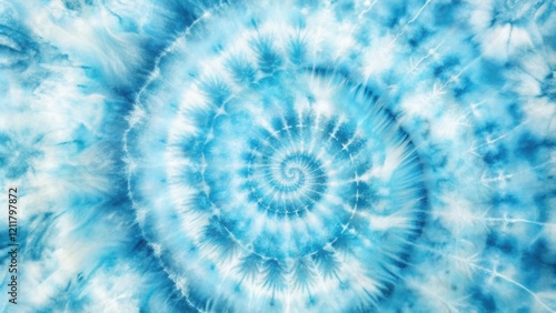 Abstract Spiral Tie-Dye Pattern in Shades of Blue and White, Featuring a Swirling Design with Varying Intensities of Color, Ideal for Textile Designs, Fashion, and Artistic Applications photo