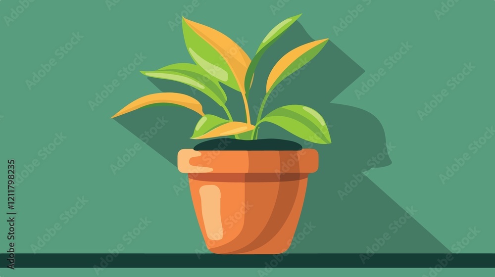 Fototapeta premium Ceramic Flower Pot Isolated Flat Vector Icon Illustration