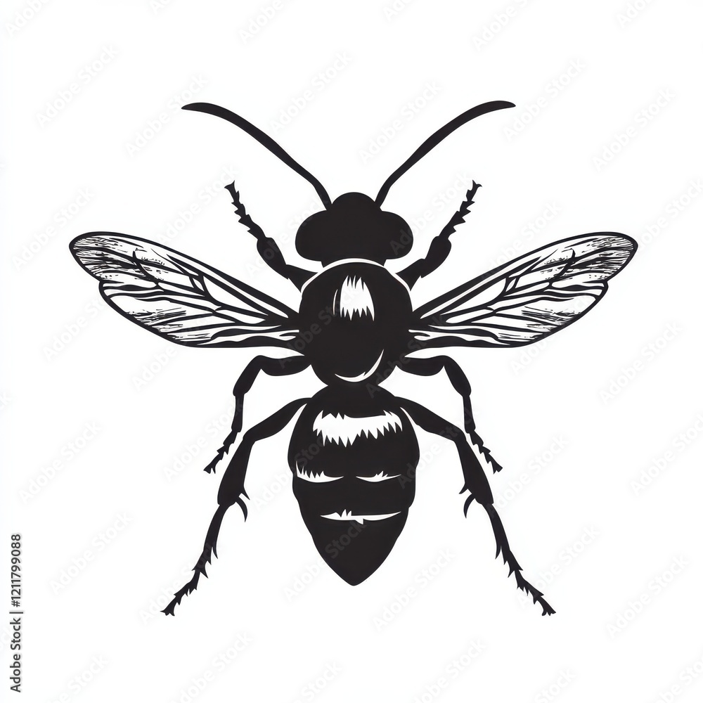 Fototapeta premium Stylized Black and White Bee Illustration