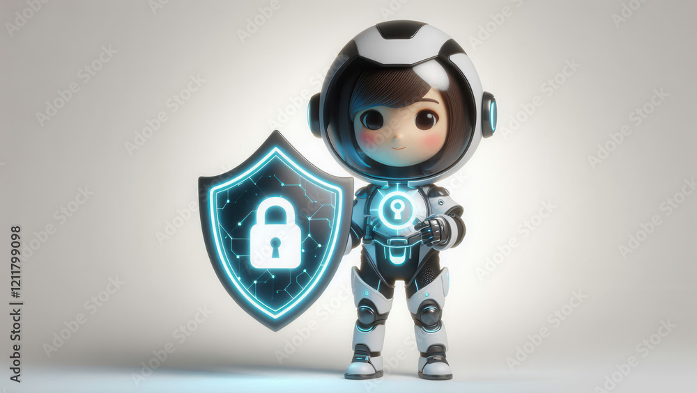 Digital security guardian futuristic space 3d animation clean studio hero concept Digital security guardian futuristic space 3d animation clean studio hero concept