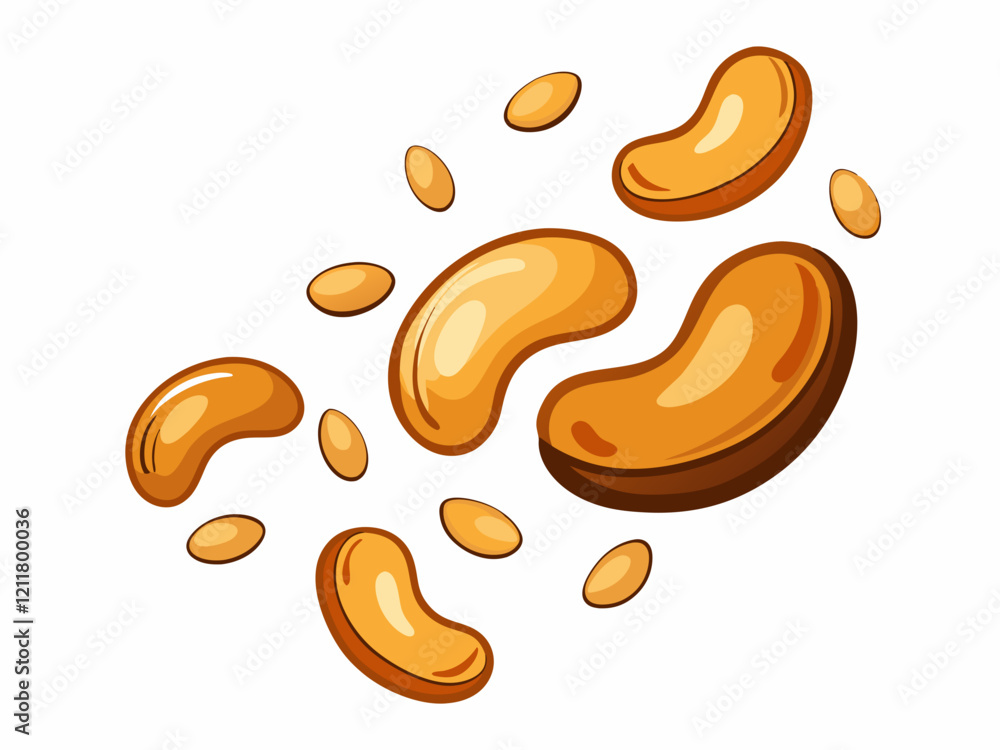 Falling Cashew Nuts: Vibrant and Realistic Nut Illustration Isolated on White Background. Falling Cashew Nuts: Vibrant and Realistic Nut Illustration Isolated on White Background.