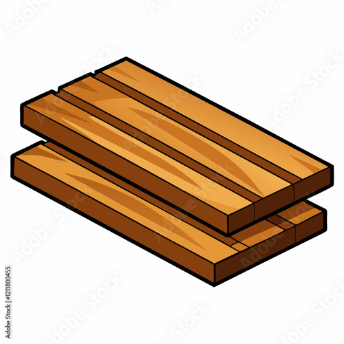 Isolated 2x4 wood boards isolated on transparent or white background. Stacked Wooden Planks Illustration: Natural Lumber Design.